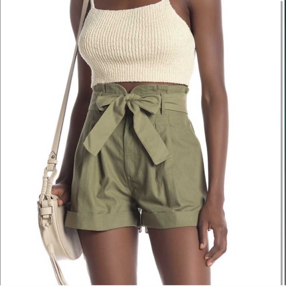 High Waist Paper Bag Shorts